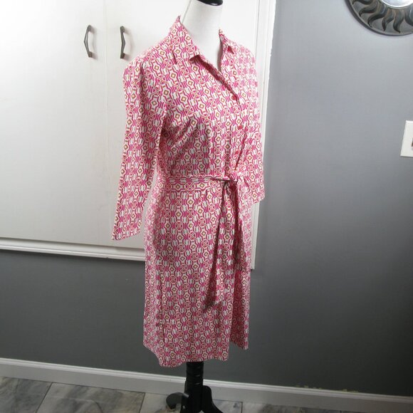 J. McLaughlin Pink/Orange Print 3/4 Sleeve Dress Size Medium - Picture 5 of 7